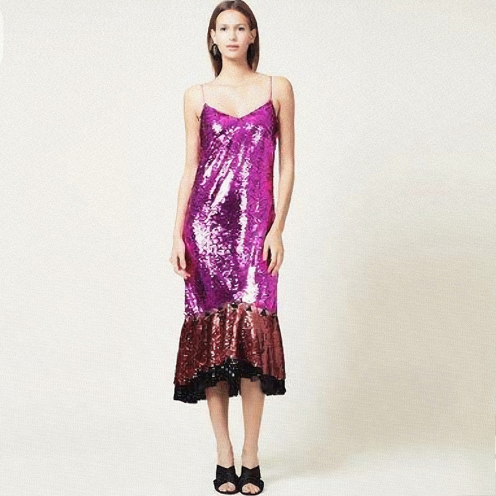 Sachin + Babi Maslak Sequin Midi Dress Pink Size 0